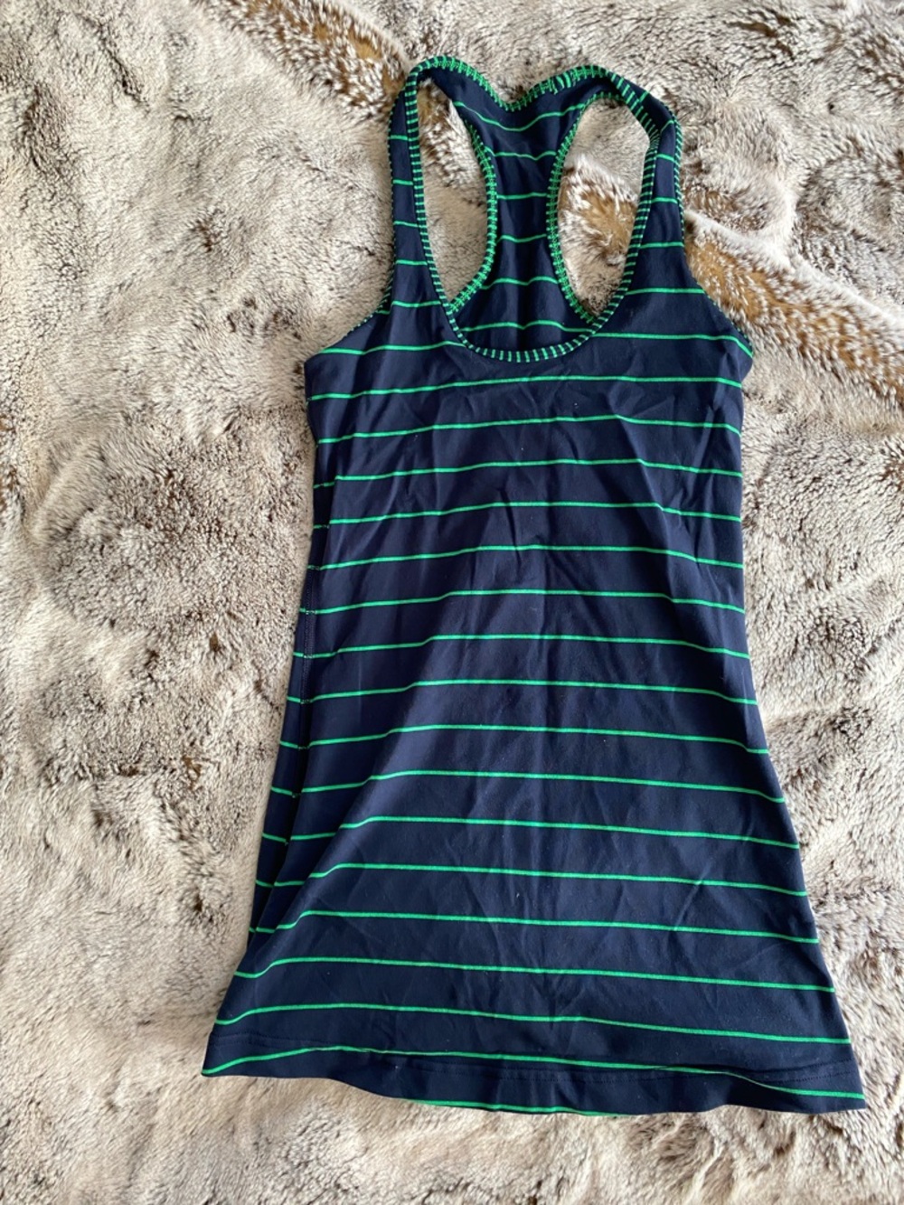 lululemon athletica Navy and Green Striped Racerback Tank